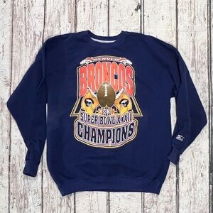 Vintage Denver Broncos XXXII Starter NFL Football Crewneck Sweatshirt